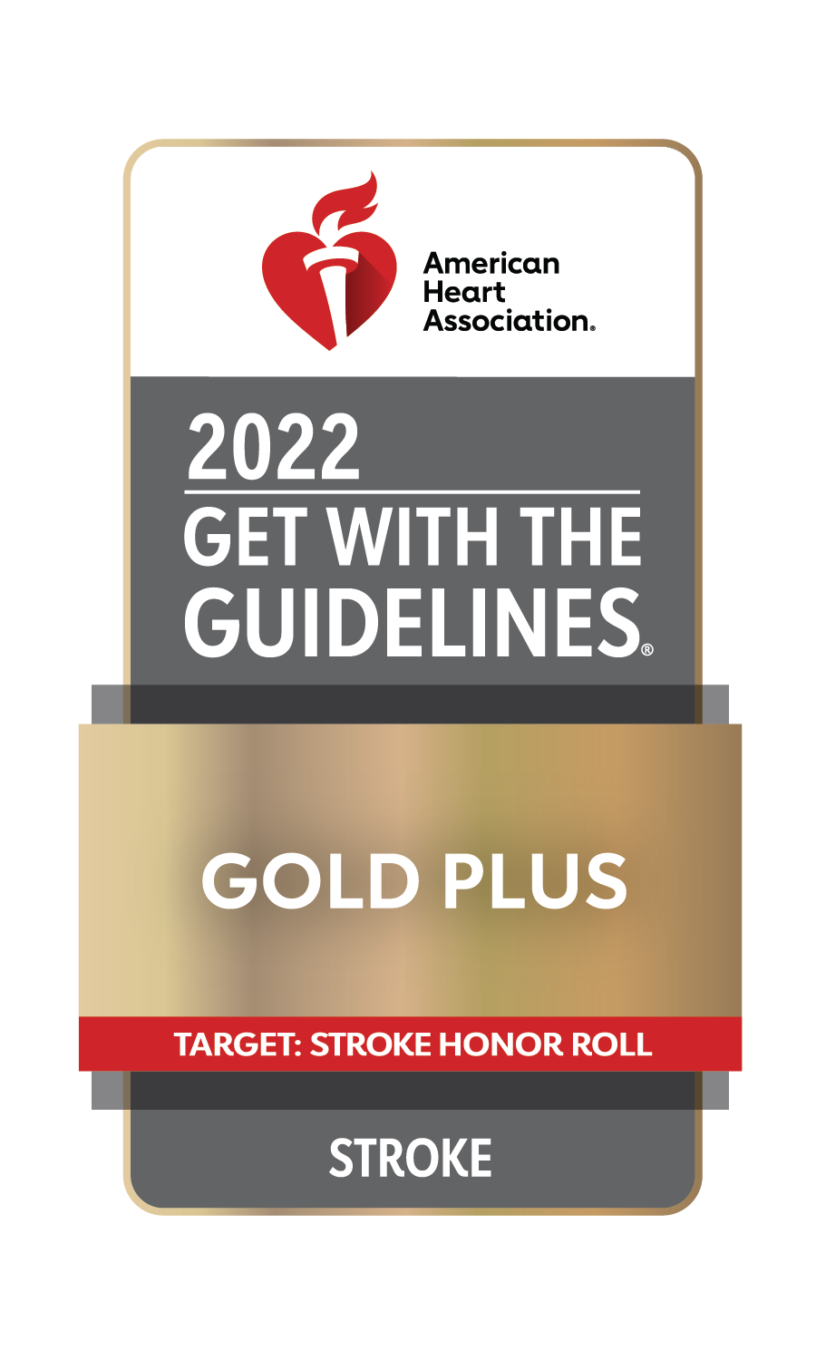American Heart Association: 2022 Get with the Guidelines Gold Plus Target Stroke Honor Roll Award